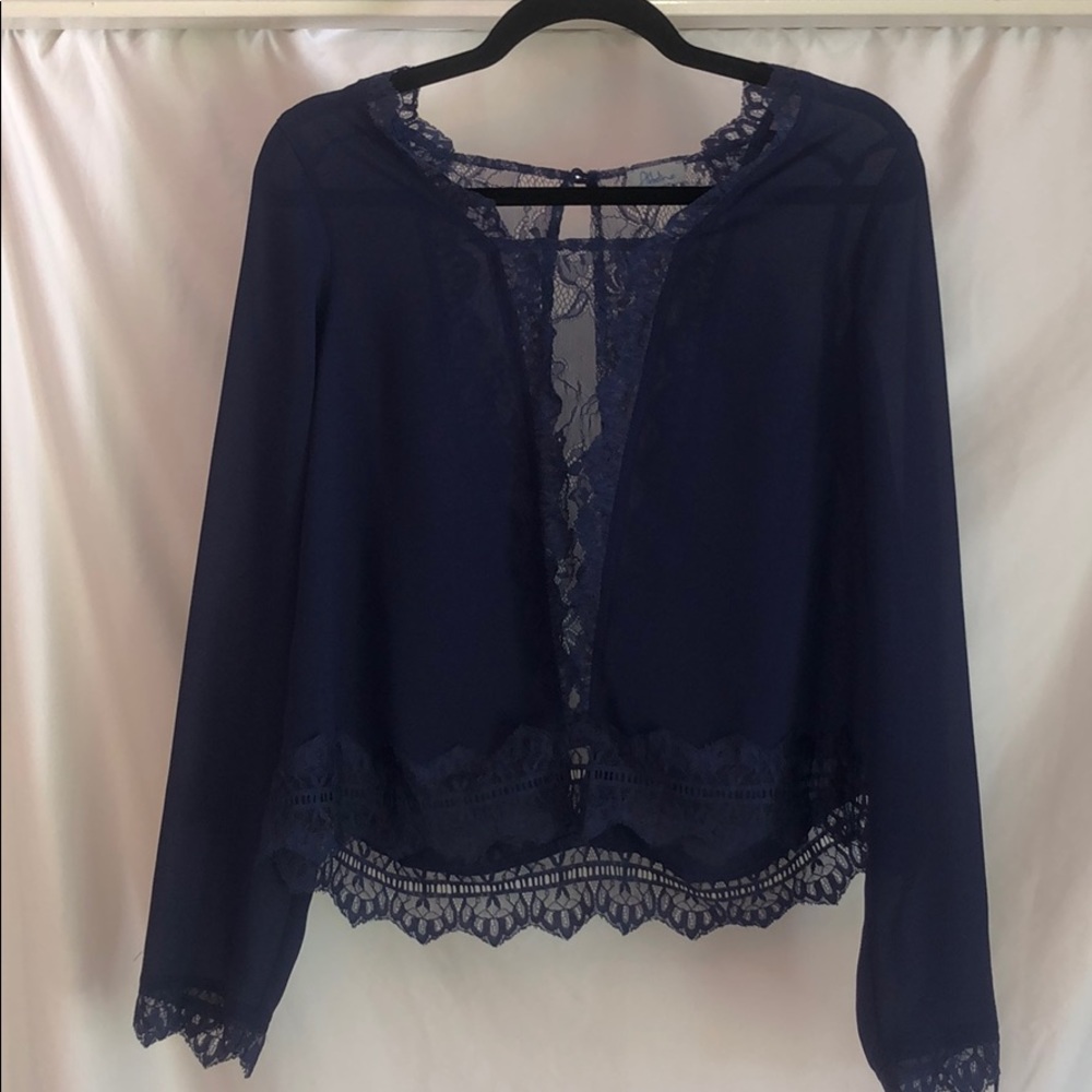 Abbeline Navy Lace Blouse